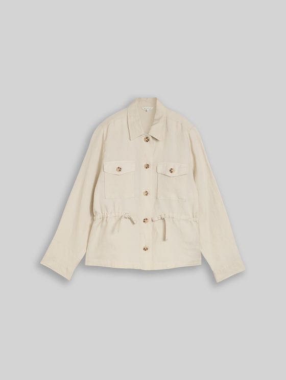 Regular fit jacket with linen blend - sand stone beige