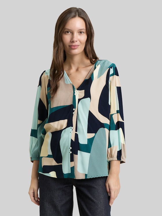 Viscose blouse - abstract stripe print