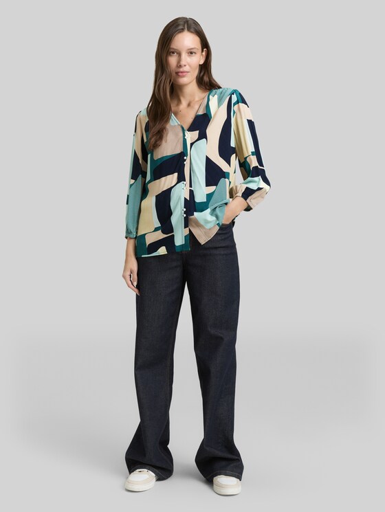 Viscose blouse - abstract stripe print