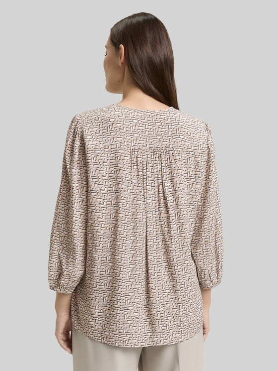 Viscose blouse - soft taupe geometric minimal