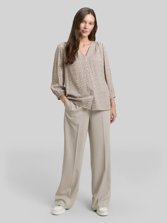 Viscose blouse - soft taupe geometric minimal