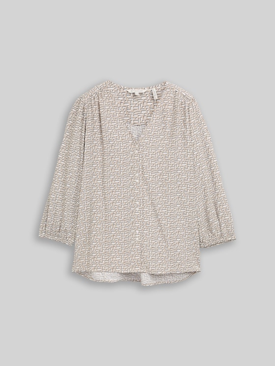 Viscose blouse - soft taupe geometric minimal