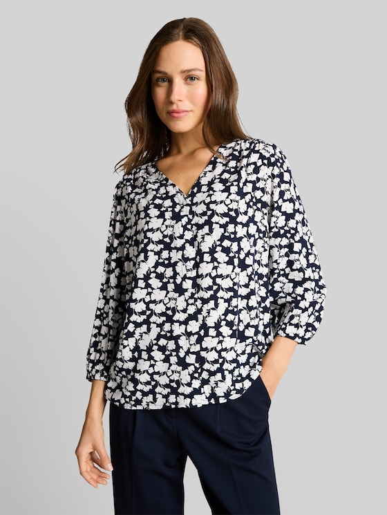 Viscose blouse - blue ginkgo minimal