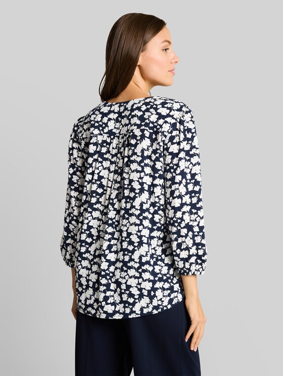 Viscose blouse - blue ginkgo minimal