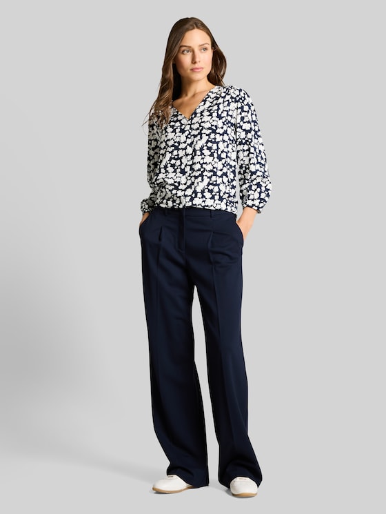 Viscose blouse - blue ginkgo minimal