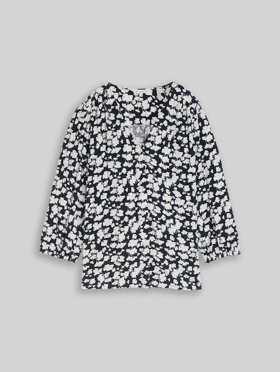 Viscose blouse - blue ginkgo minimal