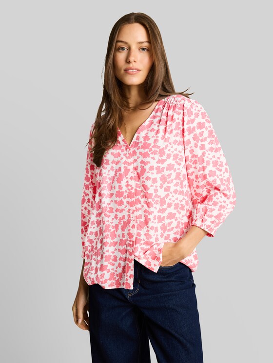 Viscose blouse - coral pink ginkgo minimal