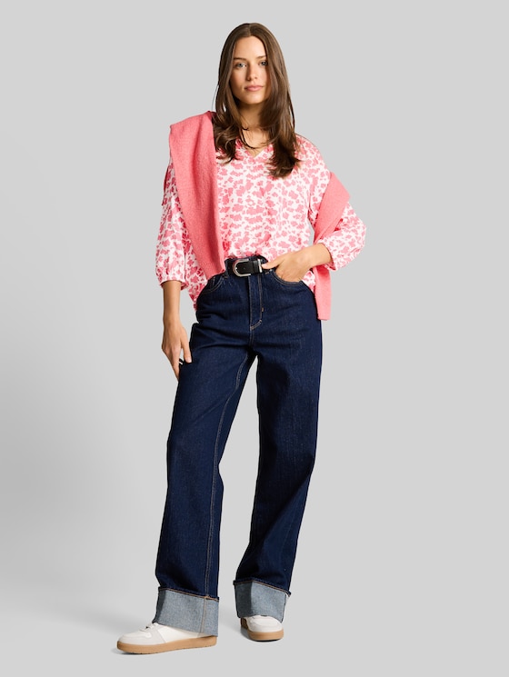 Viscose blouse - coral pink ginkgo minimal