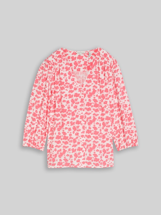 Viscose blouse - coral pink ginkgo minimal
