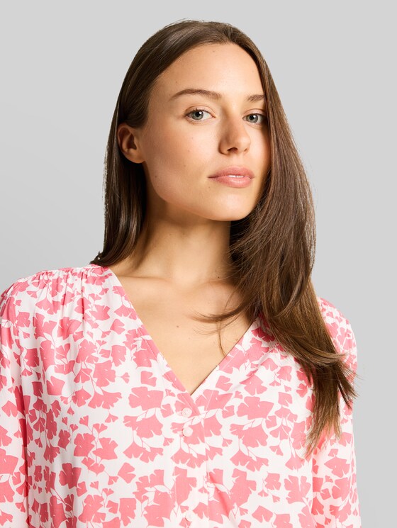 Viscose blouse - coral pink ginkgo minimal