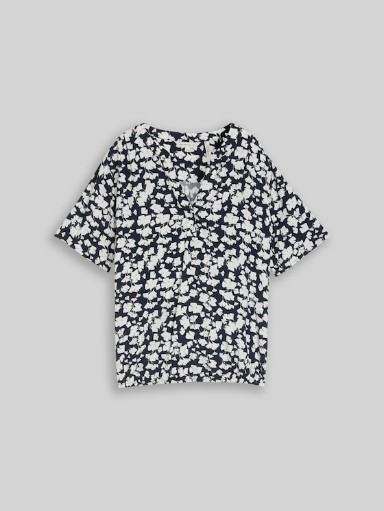 Blouse with pattern - blue ginkgo minimal