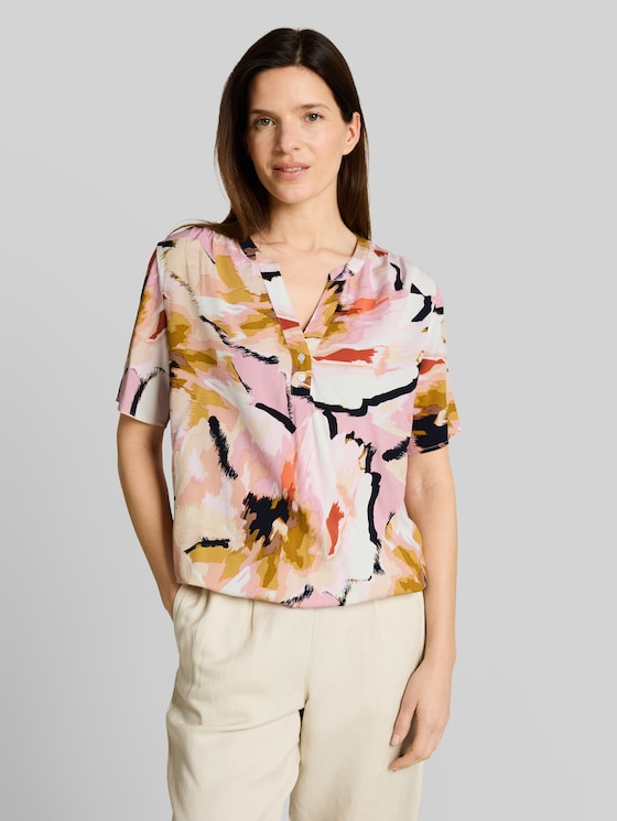 Blouse with pattern - big abstract flower print