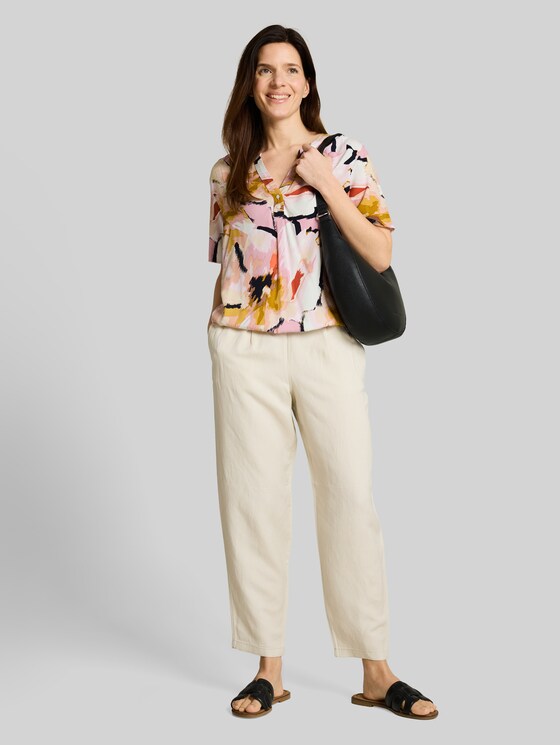 Blouse with pattern - big abstract flower print