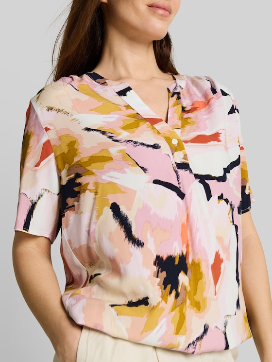 Blouse with pattern - big abstract flower print