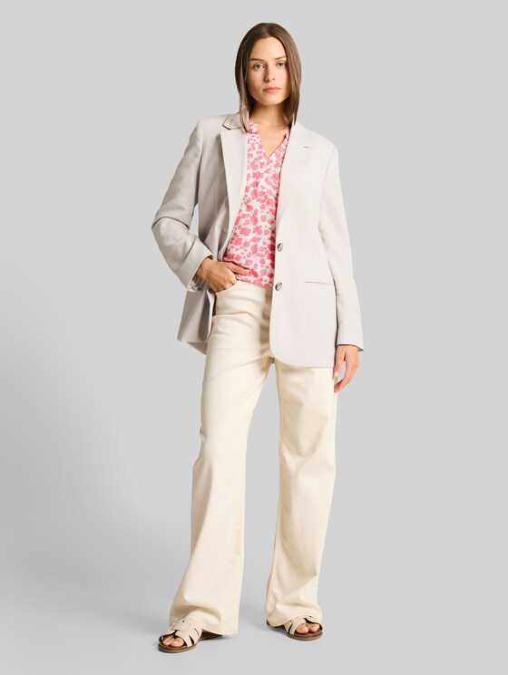 Blouse with pattern - coral pink ginkgo minimal