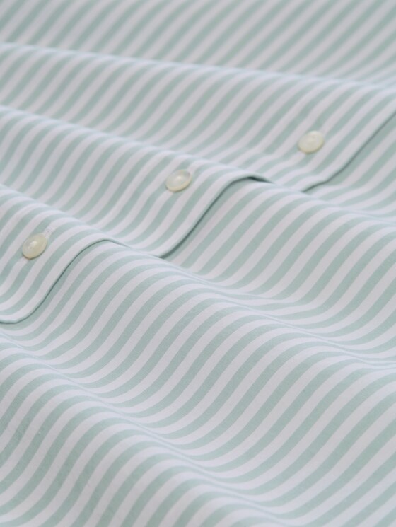 Poplin shirt blouse with 3/4 sleeves - blue haze white thin stripe