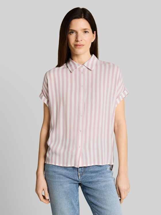 Loose fit blouse with stripes - light elderberry stripe