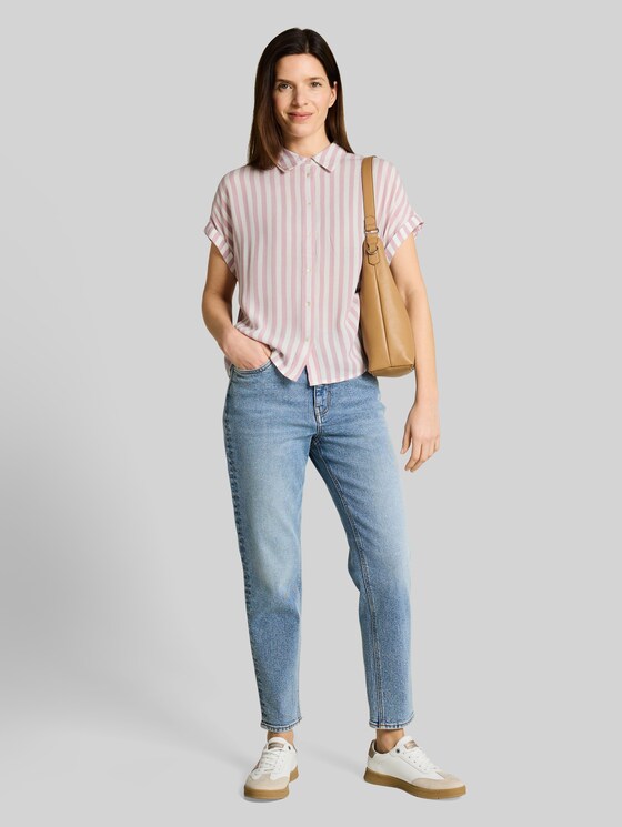 Loose fit blouse with stripes - light elderberry stripe