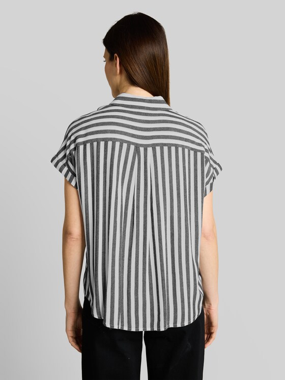 Loose fit blouse with stripes - navy stripe
