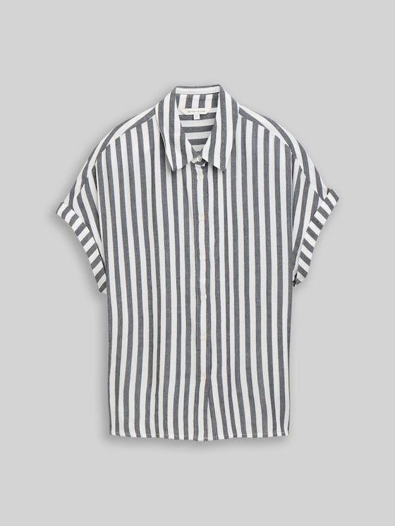 Loose fit blouse with stripes - navy stripe