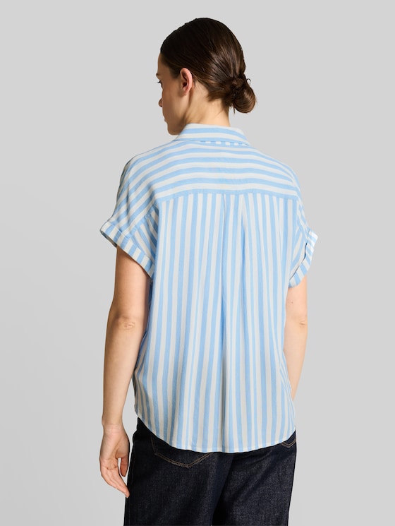 Loose fit blouse with stripes - light fjord blue stripe