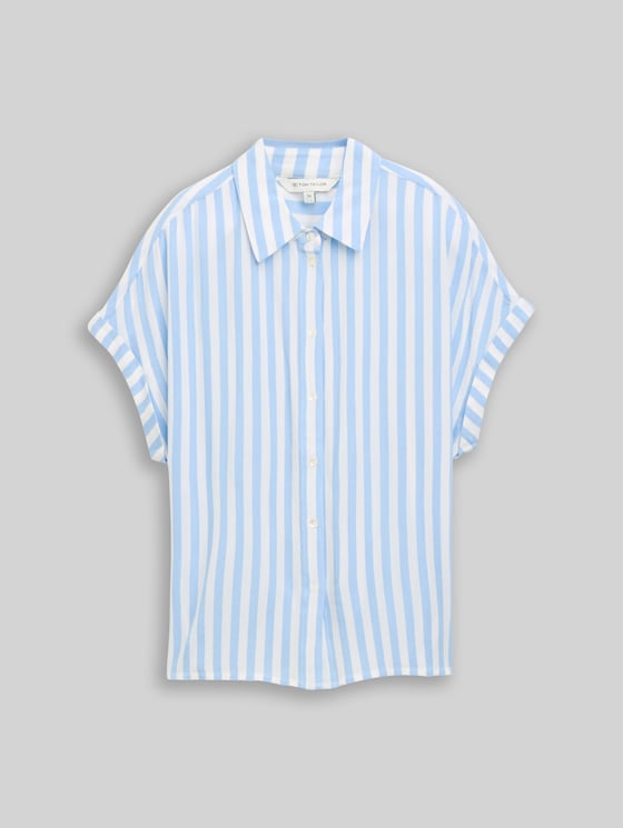 Loose fit blouse with stripes - light fjord blue stripe