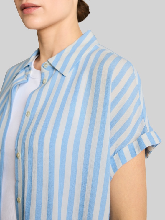 Loose fit blouse with stripes - light fjord blue stripe