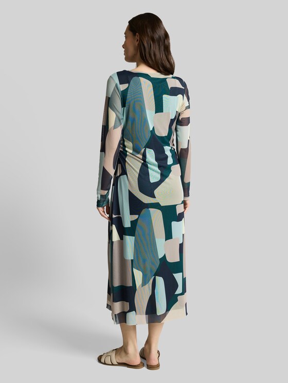 Patterned mesh midi dress - abstract stripe print
