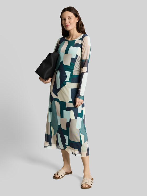 Patterned mesh midi dress - abstract stripe print