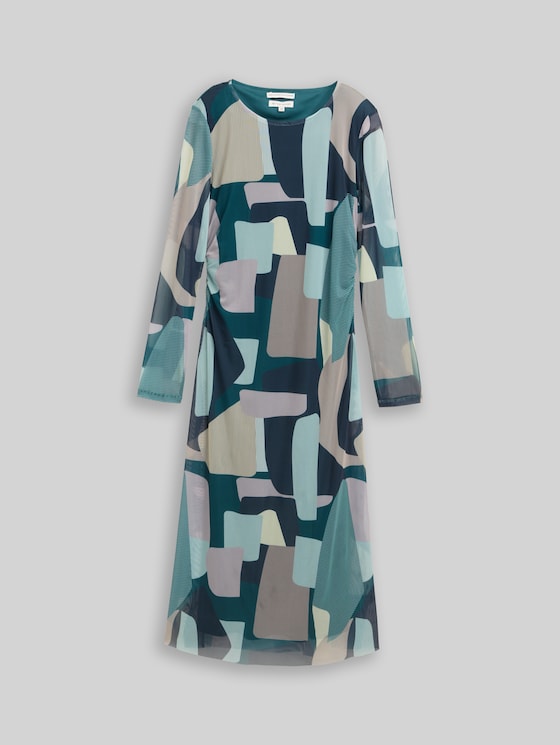 Patterned mesh midi dress - abstract stripe print