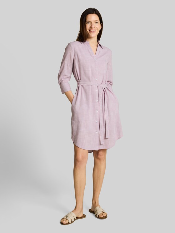 Blouse dress with tie belt - light elderberry