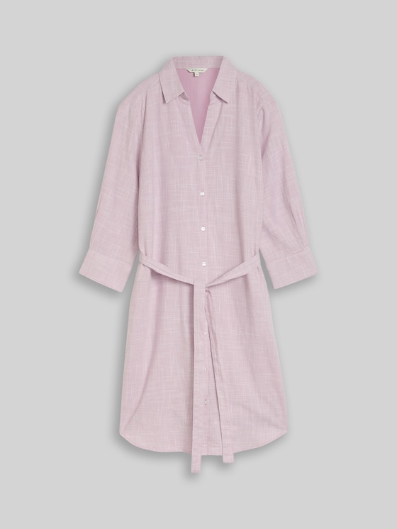 Blouse dress with tie belt - light elderberry