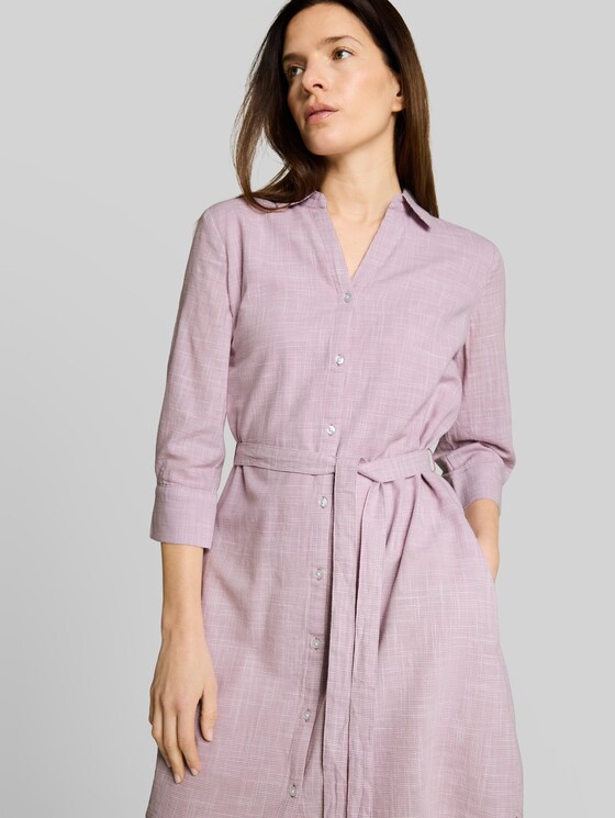 Blouse dress with tie belt - light elderberry