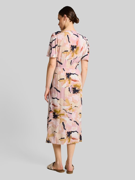 Midi dress with pattern - big abstract flower print