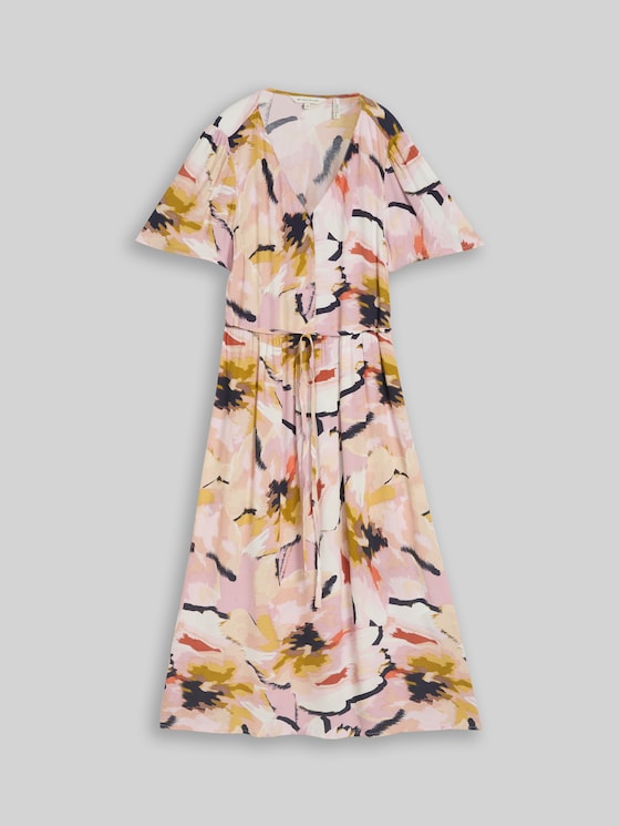 Midi dress with pattern - big abstract flower print