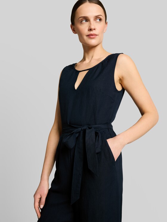 Jumpsuit with linen - sky captain blue