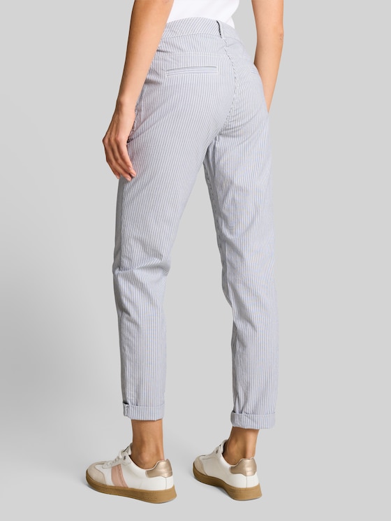 Tapered relaxed trousers with a striped pattern - white navy irregular stripe