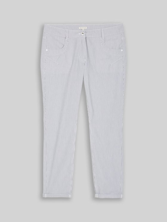 Tapered relaxed trousers with a striped pattern - white navy irregular stripe