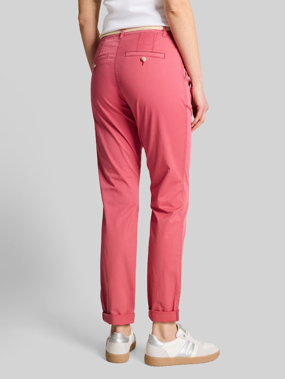 Slim-fit chinos with belt - cozy pink