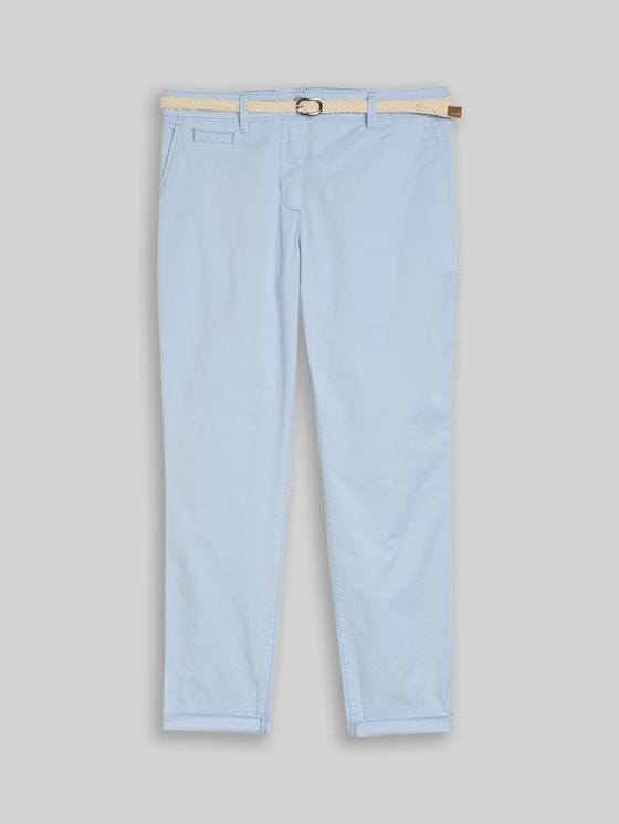 Slim-fit chinos with belt - Kentucky Blue
