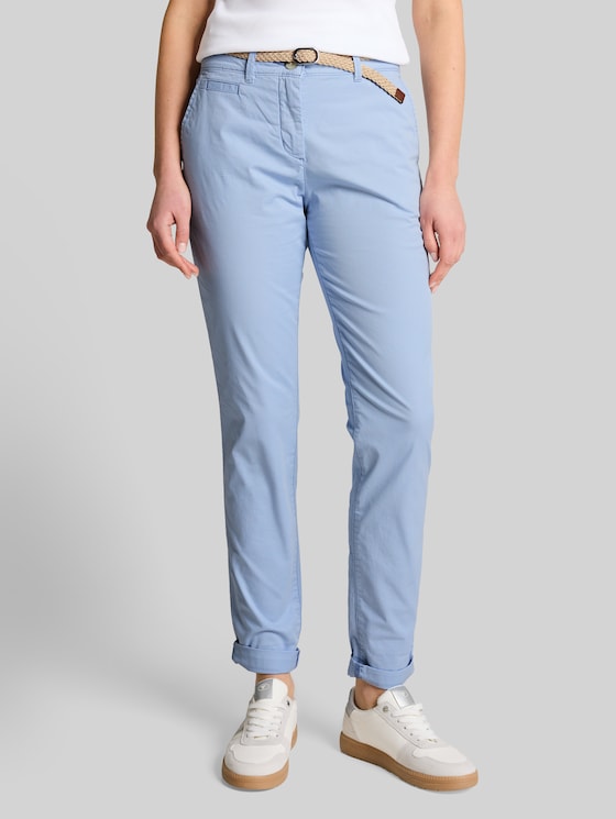 Slim-fit chinos with belt - Kentucky Blue