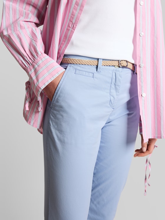 Slim-fit chinos with belt - Kentucky Blue