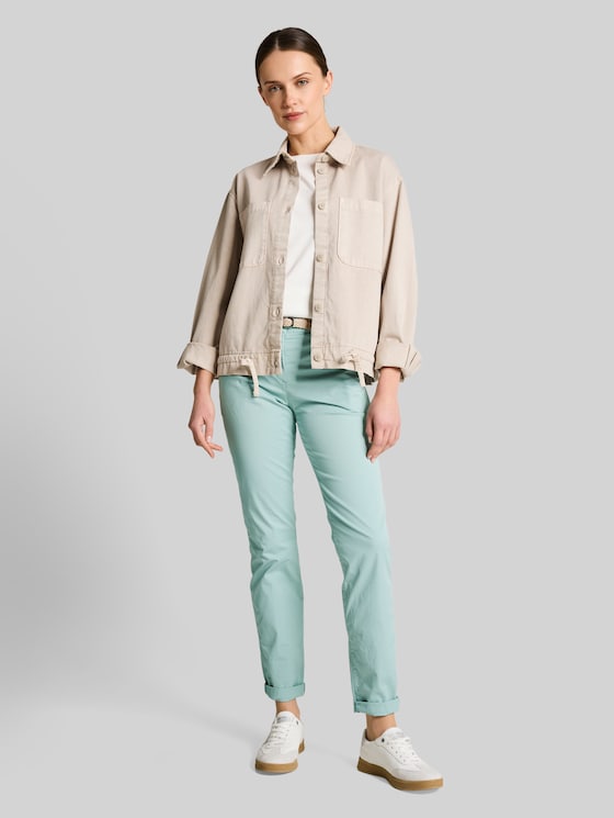 Slim-fit chinos with belt - blue haze