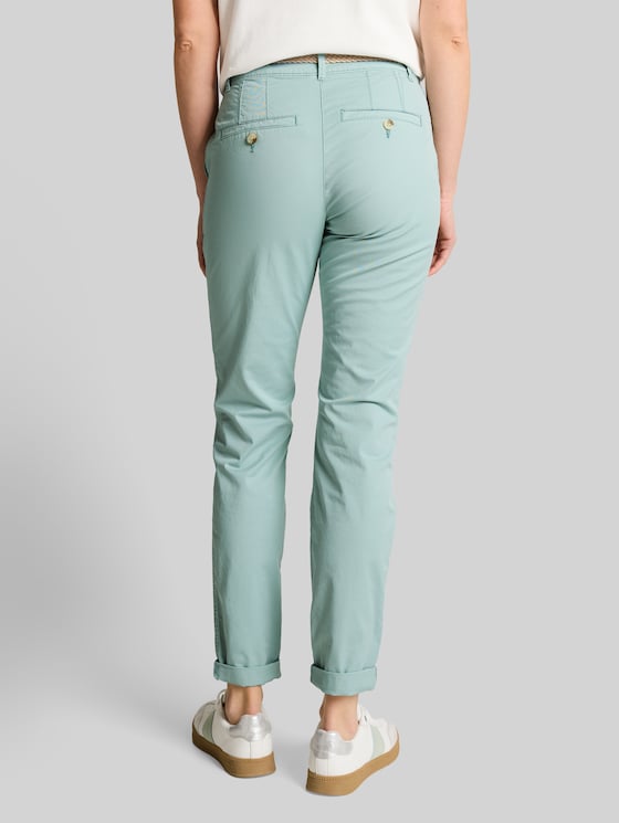 Slim-fit chinos with belt - blue haze