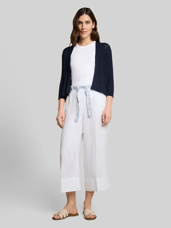 Culotte trousers with linen content - White