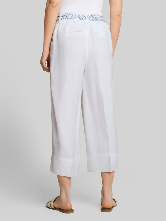 Culotte trousers with linen content - White