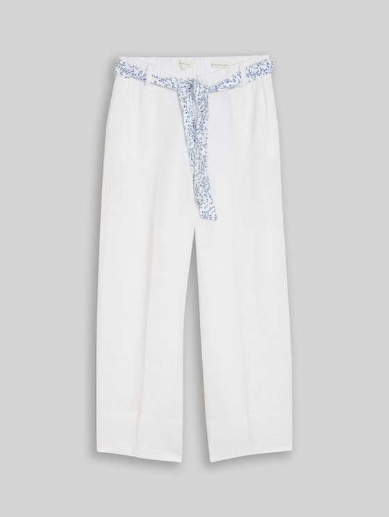 Culotte trousers with linen content - White