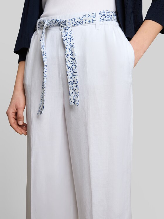 Culotte trousers with linen content - White