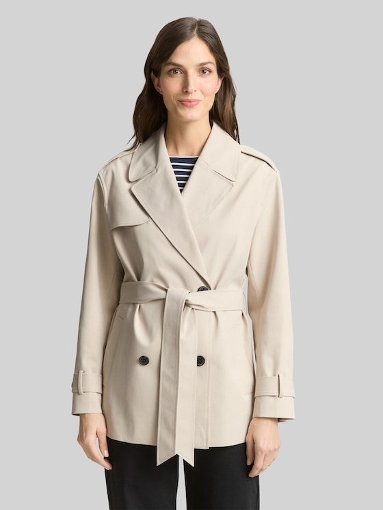 Trench coat made from water-repellent material - sand stone beige