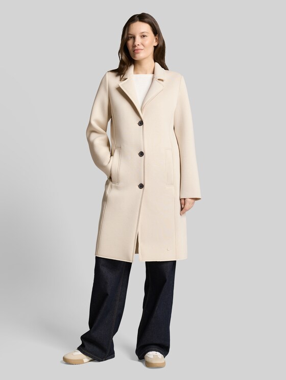 Scuba coat with slit pockets - sand stone beige